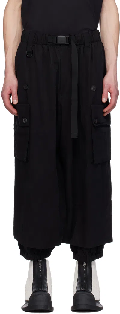 Y-3 Black M Washed Twill Cargo Pants