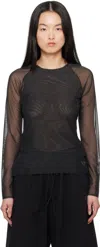 Y-3 Black Mesh Fitted T-shirt In Black