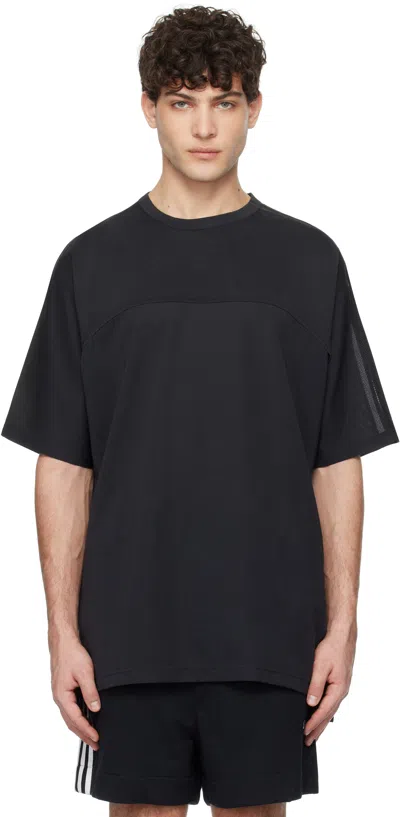 Y-3 Black Mesh Stripes Short Sleeve T-shirt