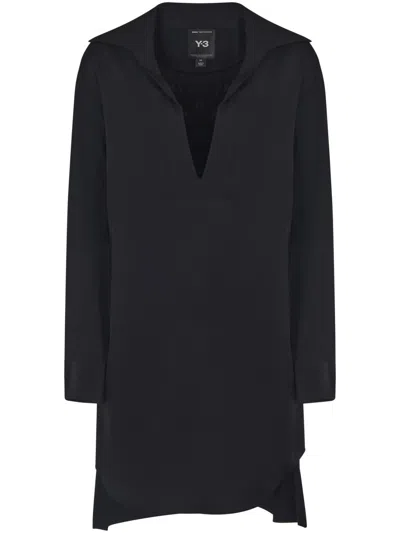 Y-3 Black Minimalist V-neck Shirt With Relaxed Fit