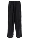 Y-3 Adidas Black Baggy Pants With Side Bands  In Black