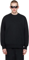 Y-3 Black Cotton Crewneck Sweatshirt With Tone On Tone Logo In Black