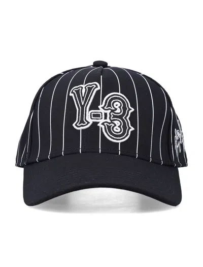 Y-3 Black Pinstripe Twill Cap