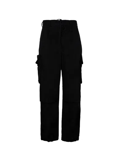 Y-3 Black Pleated Cargo-pocket Twill Trousers For Women
