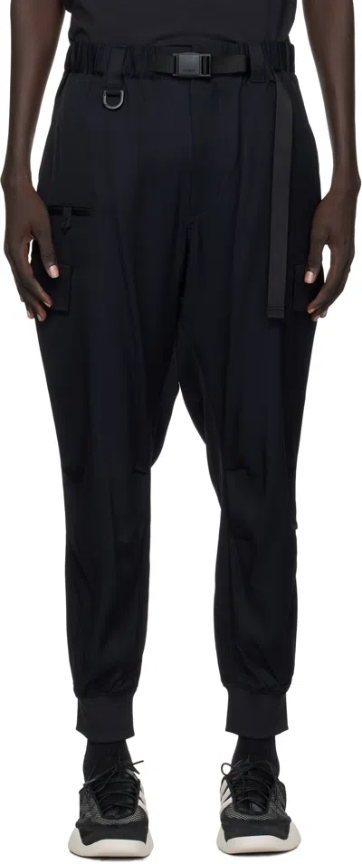 Y-3 Black Rayon Twill Cuffed Cargo Pants
