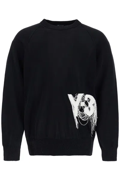 Y-3 BLACK RECYCLED POLYESTER SWEATER WITH EMBROIDERED LOGO