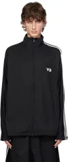 Y-3 BLACK REFINED WOOL 3-STRIPES TRACK JACKET