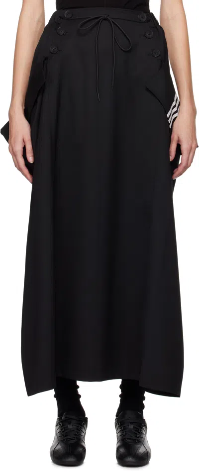 Y-3 Black Refined Wool Midi Skirt