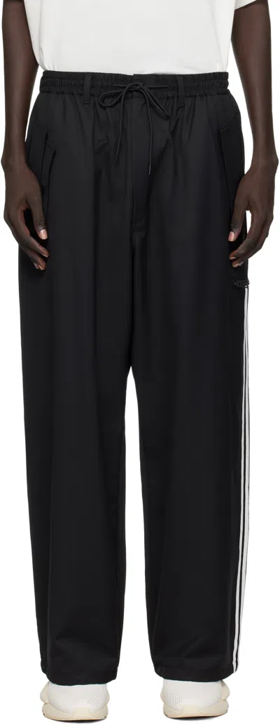 Y-3 Black Refined Wool Straight Leg Track Pants