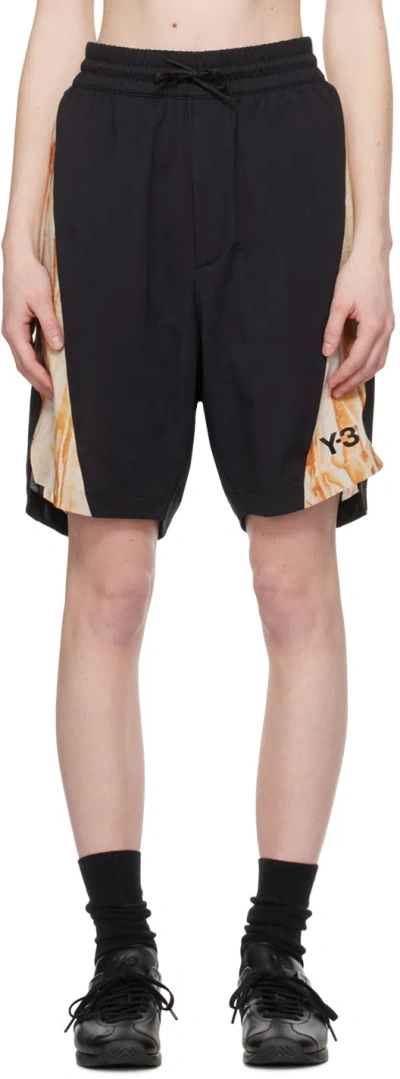 Y-3 Shorts With Rust Dye Print In Black/multi Camo