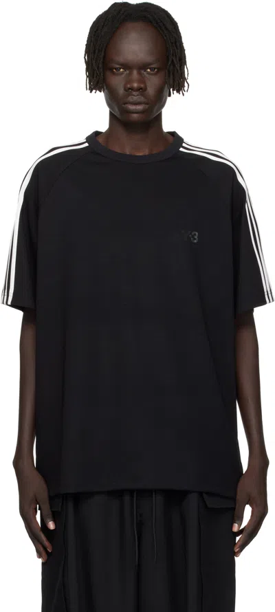 Y-3 BLACK SHORT SLEEVE 3-STRIPES T-SHIRT