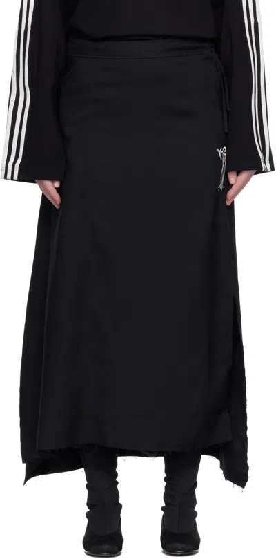 Y-3 Black Sport Uniform Raw Cut 3 Stripes Midi Skirt
