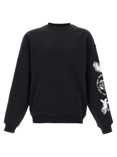 Y-3 BLACK SWATSHIRT WITH PRINT
