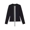 Y-3 Contrasting Striped Long-sleeve Top With Drawstring Hem In Black