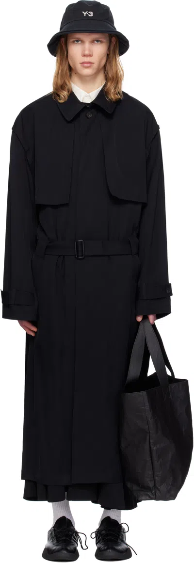 Y-3 Back Twill Coat In Black