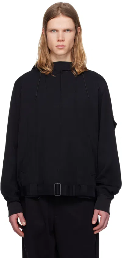 Y-3 Black Twill Hooded Jacket