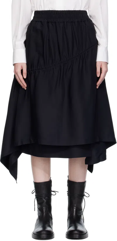 Y-3 Black Twill Midi Skirt