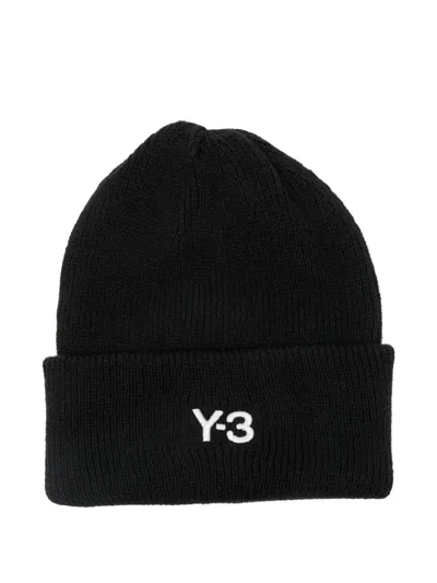 Y-3 Black Wool Hat With Embroidered Logo Y3