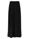 Y-3 Wide Leg Twill Pants With Drawstring Detail In Black