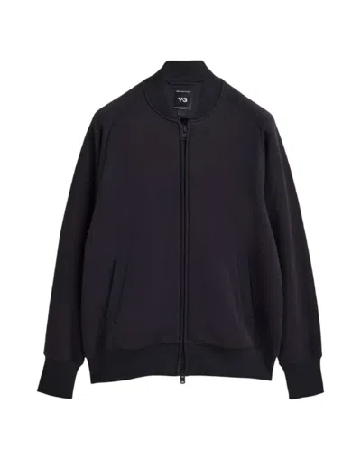 Y-3 Black Zip-up Track Jacket With Ribbed Details