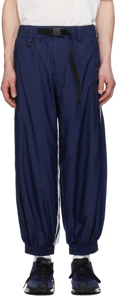 Y-3 Blue 3-stripes Nylon Sweatpants