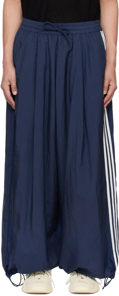 Y-3 Blue 3-stripes Track Pants In Dkblue