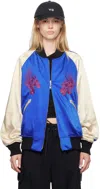 Y-3 Blue & Black Jfa Edition Souvenir Reversible Bomber Jacket In Blue