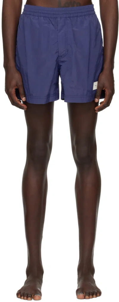 Y-3 Blue Bonded Swim Shorts In Mystery Ink