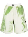 Y-3 Brush-stroke Print Fleece Shorts In Green