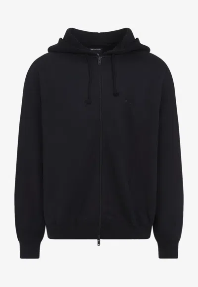 Y-3 Brushed Terry Zip Hooded Sweatshirt In Black