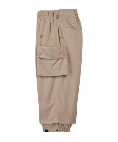 Y-3 Buckled-waist Cargo Trousers In Nude