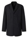Y-3 Button-fastening Besom-pocket Jacket In Black