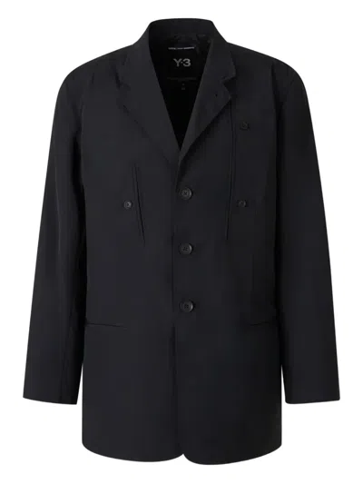 Y-3 Button-fastening Besom-pocket Jacket In Black