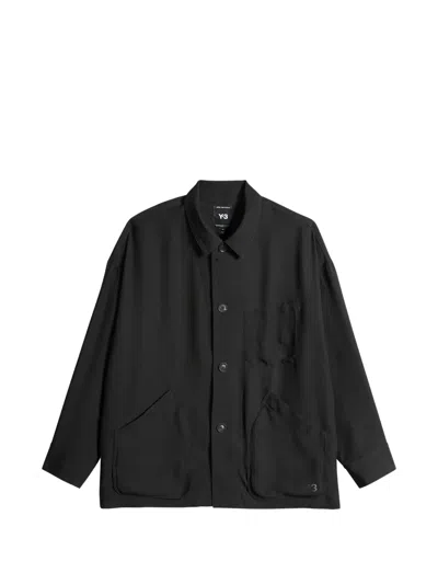 Y-3 Button-up Front-pocket Shirt In Black