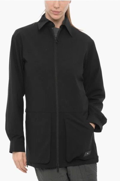 Y-3 By Yohji Yamamoto Adidas Rip Stop Wool Blend Windbreaker Jacket In Black