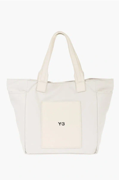 Y-3 By Yohji Yamamoto Nylon Maxi Shoulder Bag With Textured Leather Detail