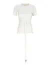 Y-3 Crew Neck T-shirt With Waist Tie And Side Stripe