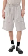 Y-3 Cargo Drawstring Shorts In Gray