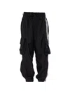 Y-3 Cargo Trousers Elasticated Cuffs Multiple Pockets Stripe In Black