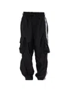 Y-3 Cargo Trousers Elasticated Cuffs Multiple Pockets Stripe In Black