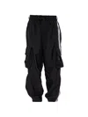 Y-3 Cargo Trousers Elasticated Cuffs Multiple Pockets Stripe In Black