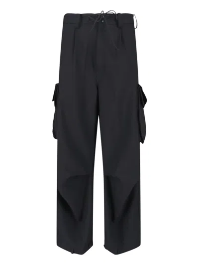 Y-3 CARGO TROUSERS WITH CUT-OUT DETAIL - BLACK