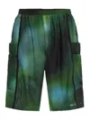 Y-3 Printed Design Cargo Shorts In Green