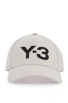 Y-3 Y 3 Gray Cotton Cap With Large Logo And Curved Brim In Grey (grey)