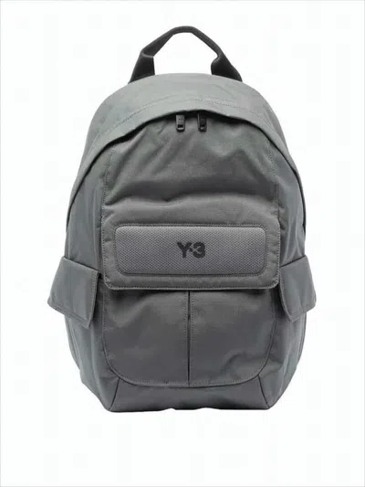 Y-3 Compact Grey Polyamide Backpack With Functional Design In Gray
