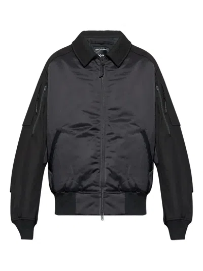 Y-3 Contrast-panel Bomber Jacket In Black