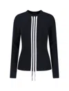 Y-3 Contrasting Striped Long-sleeve Top With Drawstring Hem In Black