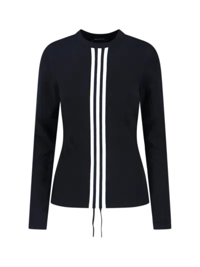 Y-3 CONTRASTING STRIPED LONG-SLEEVE TOP WITH DRAWSTRING HEM