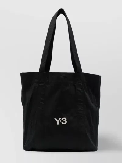 Y-3 Cotton Canvas Logo Tote In Burgundy