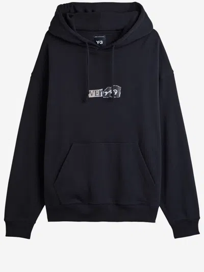 Y-3 Men Black Graphic Print Hoodie In Blue